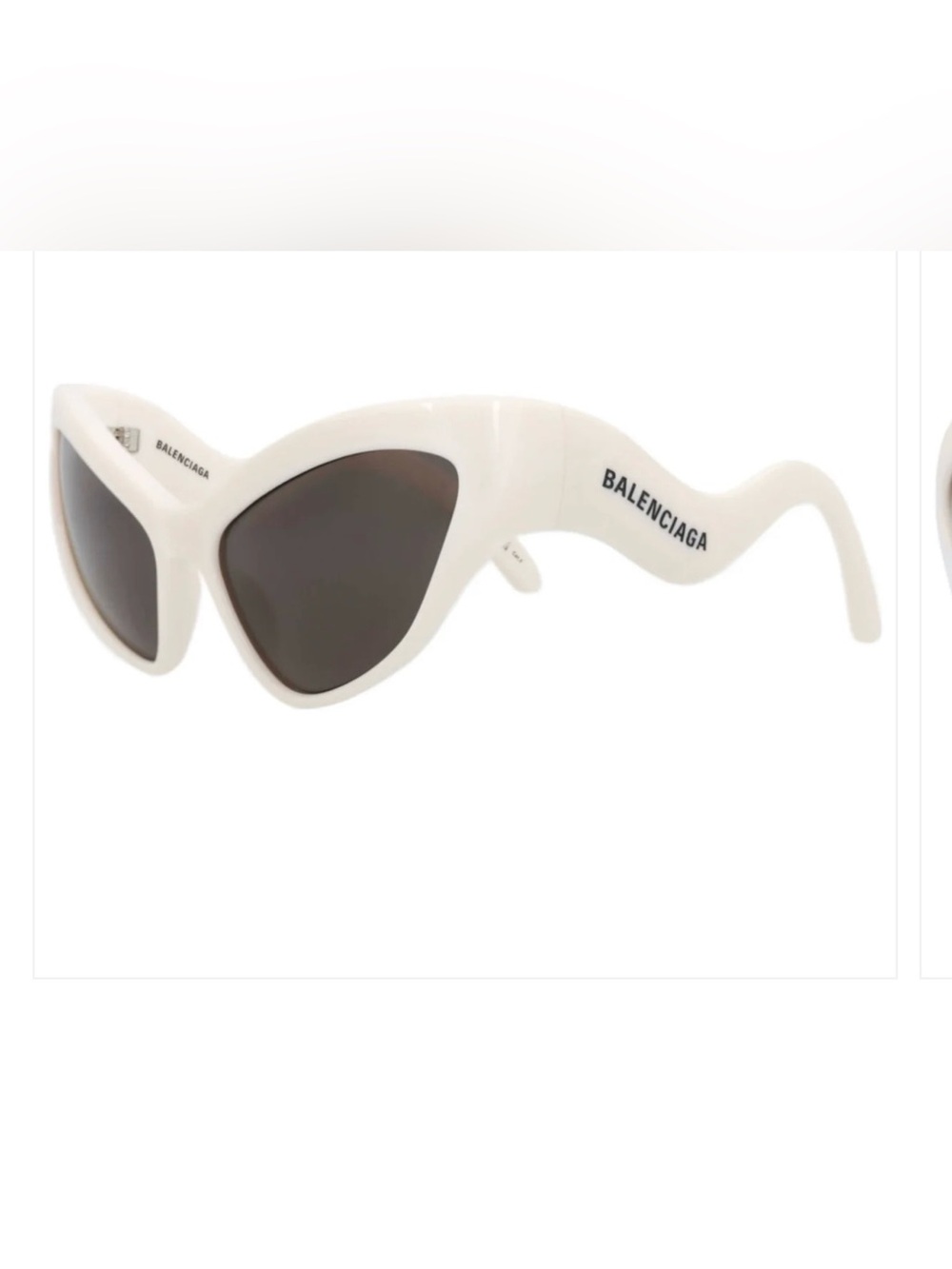 Balenciaga White Wavy Temple Sunglasses with Dark Lenses